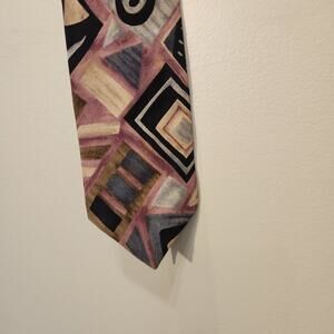 Vintage Gianelli Silk Tie Milan New York Handmade Bold Neutral Print 90's Print